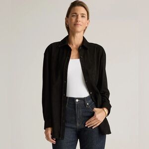 NWT Quince 100% Goat Suede Leather Over-shirt Black Woman’s Size Medium